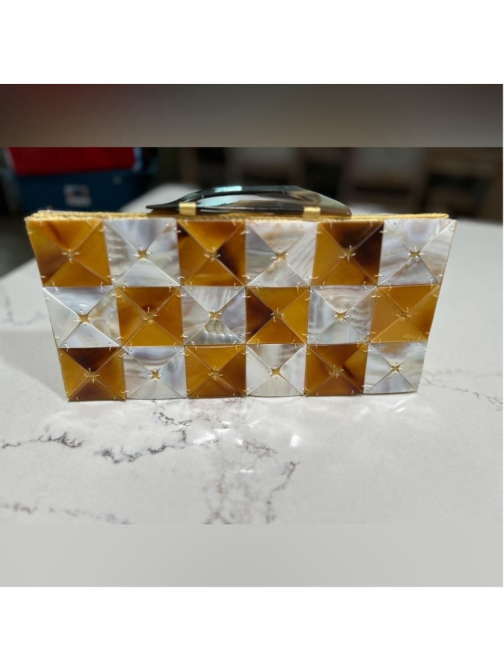 NEW Retro 70's Acrylic Checkerboard Clutch Purse 10”